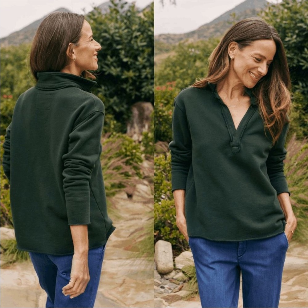 Frank & Eileen • patrick popover henley sweatshirt in evergreen sz L